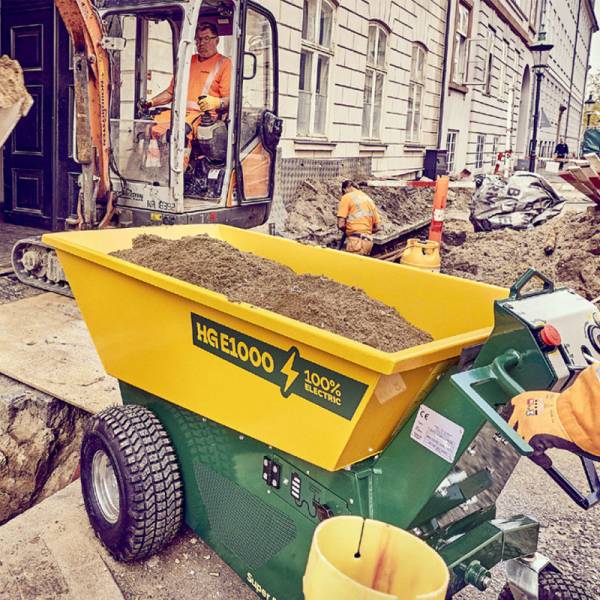 Verhuur minidumper van HG Machines model E1000 voordelig bij Vrijdag Trading