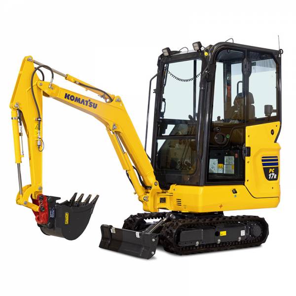 Verhuur minigraafmachine van Komatsu PC17R-5 voordelig bij Vrijdag Trading