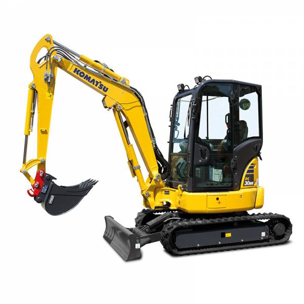 Verhuur minigraafmachine van Komatsu PC30MR-5 voordelig bij Vrijdag Trading