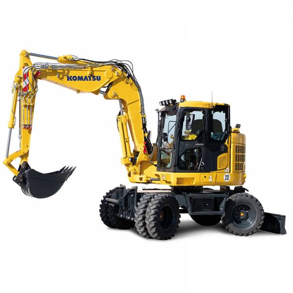 Verhuur midi-graafmachine van Komatsu PW138MR-11 voordelig bij Vrijdag Trading