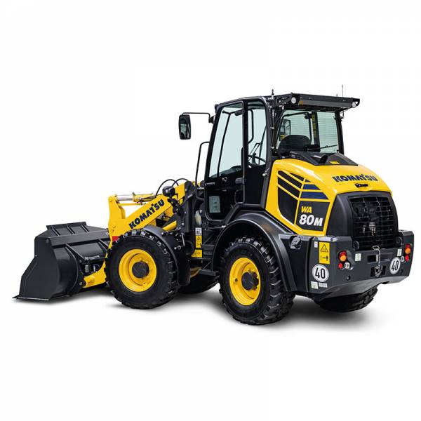 Verhuur wiellader van Komatsu WA80M-8 voordelig bij Vrijdag Trading